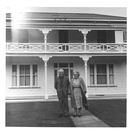 Peter and Margaret Tulloch in front of Woodlawn