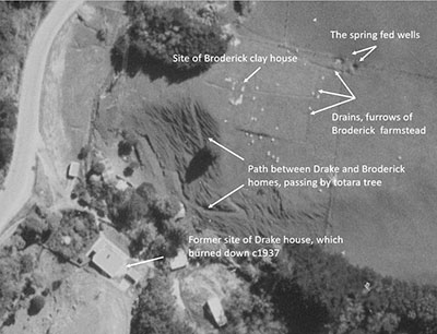 Aerial map showing Broderick clay house