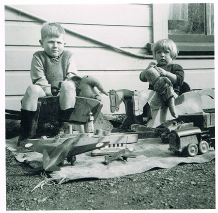 Children with wooden toys