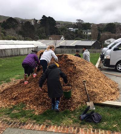 St Brigid's school pupils moving mulch